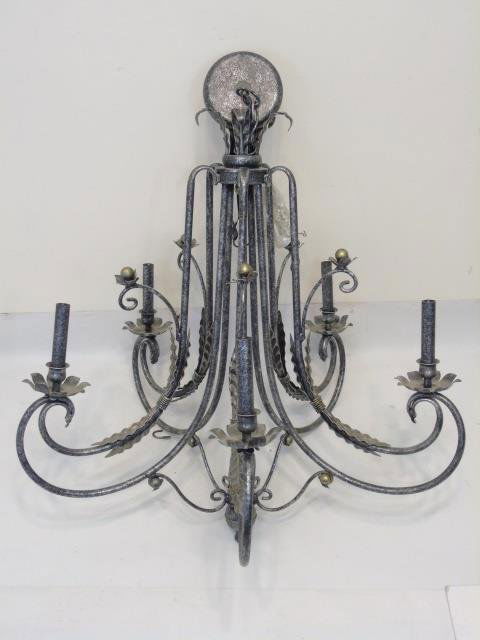 Contemporary Silver Tone Wrought Iron Chandelier (1 of 4)