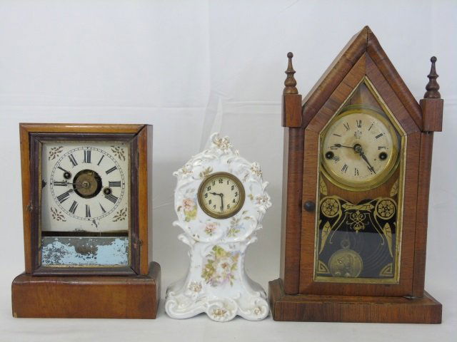 Three Antique Clocks Steeple, Porcelain & Congress (1 of 8)