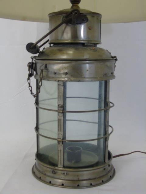 Vintage Iron and Glass Cage Nautical Lantern Lamp (1 of 4)
