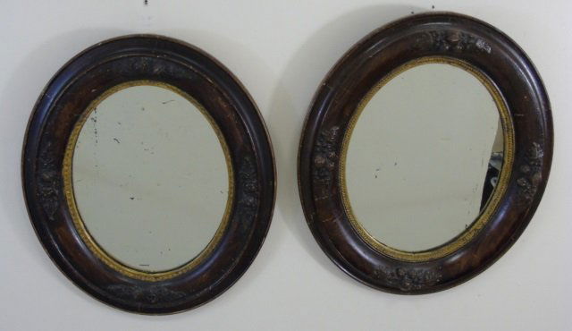 Antique Pair Victorian Wooden Oval Mirror Frames (1 of 4)