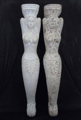 Two Large Hand Carved Mermaid Corbel Brackets (1 of 6)