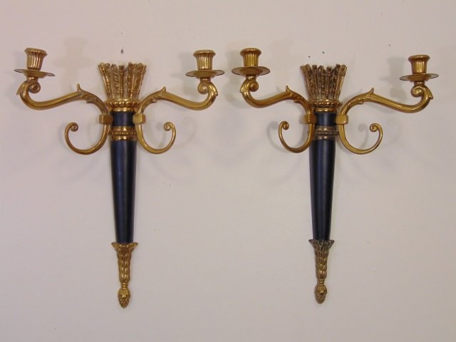 Pair Neo Classical Style Candle Wall Sconces (1 of 3)