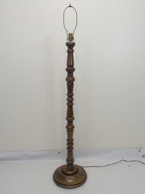 Contemporary Carved Wood Spindle Floor Lamp (1 of 3)