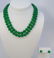 35 Inch Green Chinese Jade Necklace Strand & Studs