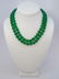 35 Inch Green Chinese Jade Necklace Strand & Studs - 3