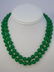 35 Inch Green Chinese Jade Necklace Strand & Studs - 4