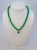 Chinese Green Jade Necklace w Pendant & Earrings - 3