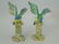 Pair Green Parrot Figurine Staffordshire Porcelain