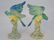 Pair Green Parrot Figurine Staffordshire Porcelain - 2