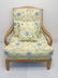 Blond Wood Chair with New Yellow Floral Upholstery