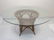 Large Glass Topped Round Table w Bent Wood Base - 2