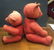 Two Vintage Colorful Red Felt Teddy Bears - 2