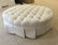 Round Contemporary Tufted Ottoman w Pleated Skirt