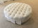 Round Contemporary Tufted Ottoman w Pleated Skirt - 2