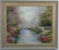 P. Crowell - Bridge Over Stream w Flowers Painting