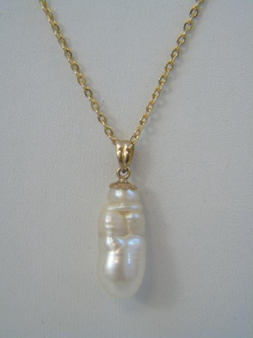Estate 18kt Baroque Pearl Pendant on Gold Chain (1 of 3)