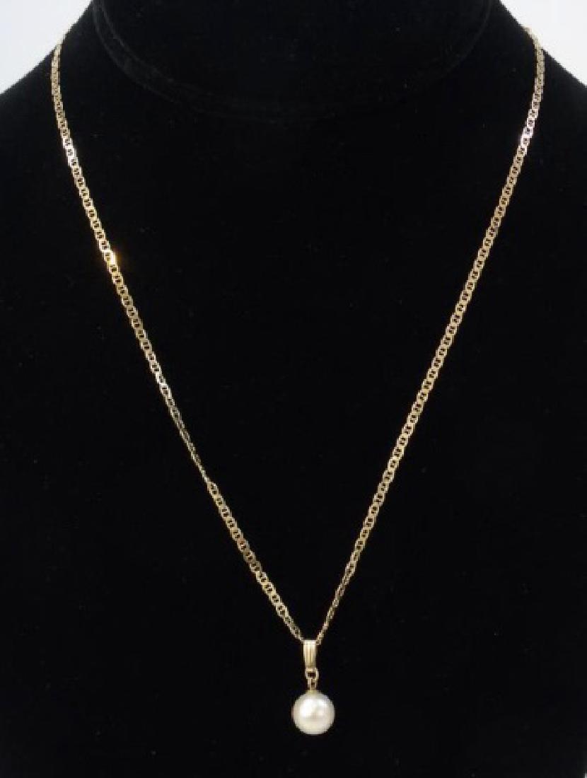 Estate 14kt Yellow Gold Italian Necklace w Pearl (1 of 4)