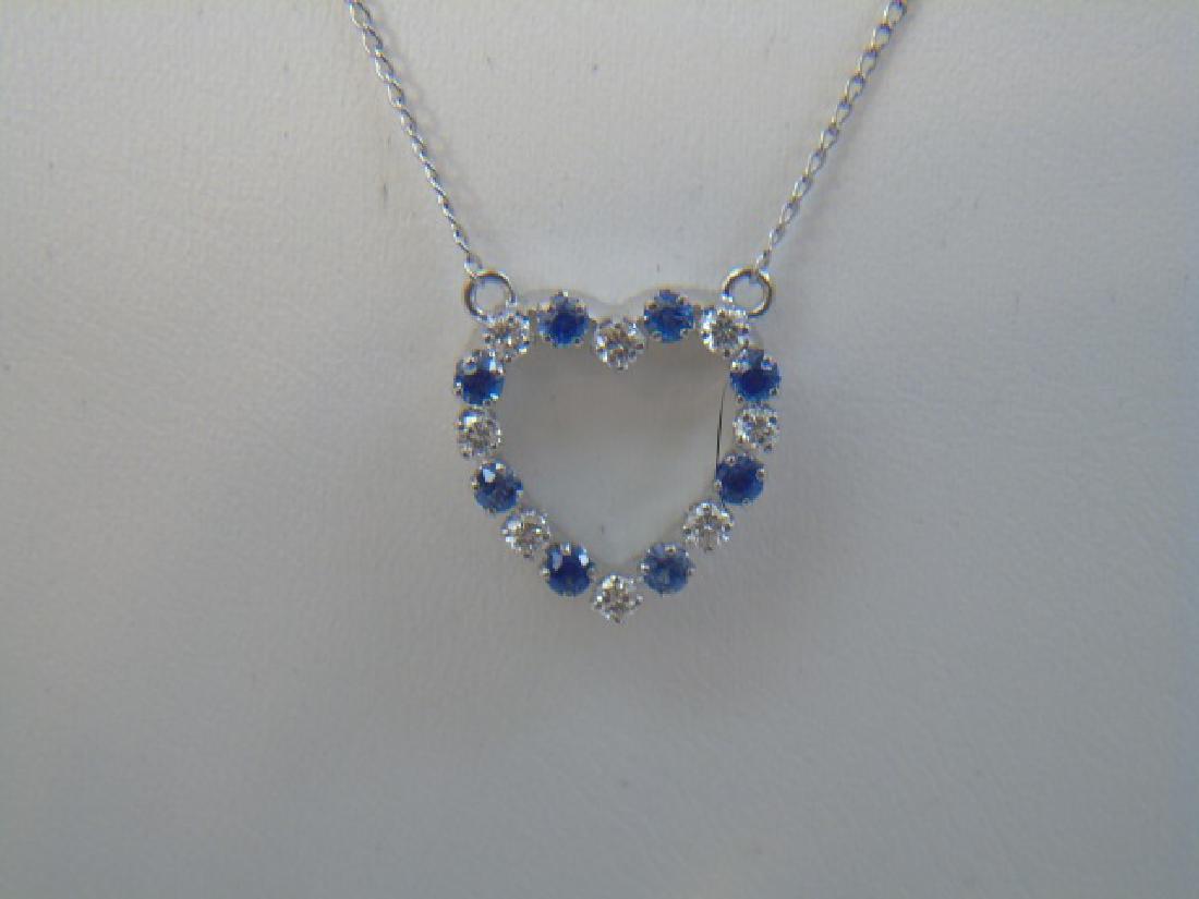 Estate 14kt Gold Diamond & Sapphire Heart Necklace (1 of 4)