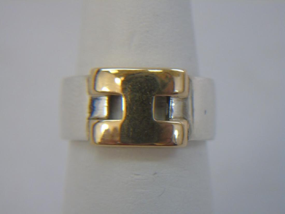 HERMES 18k Yellow Gold & Sterling Silver Ring (1 of 4)