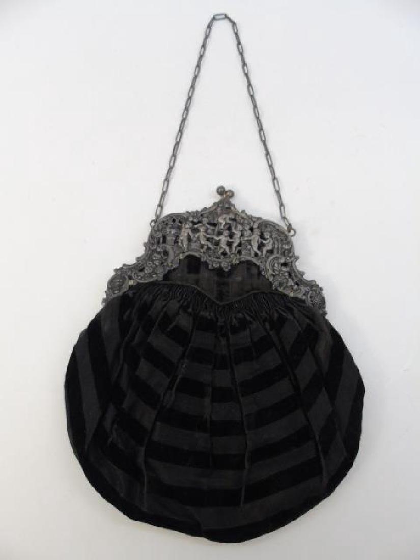 Antique Reticule Purse w Ornate 800 Silver Frame (1 of 5)