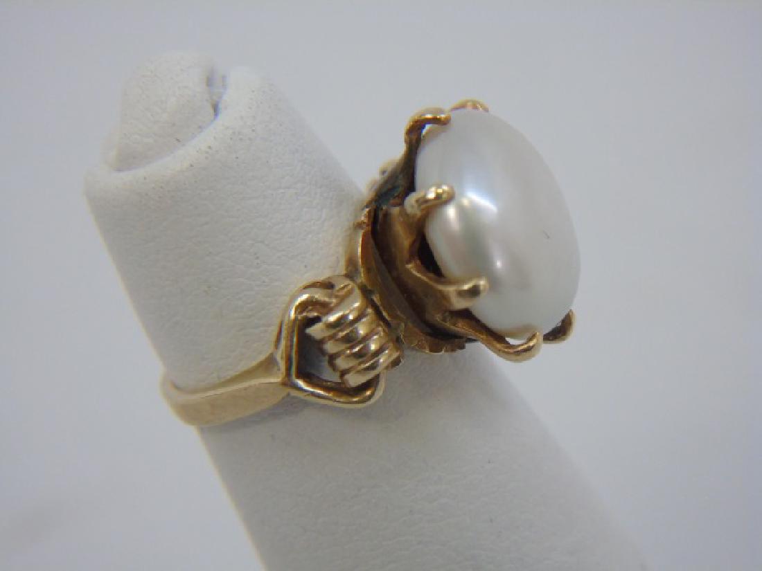 Estate 14kt Yellow Gold & Baroque Pearl Ring (1 of 3)