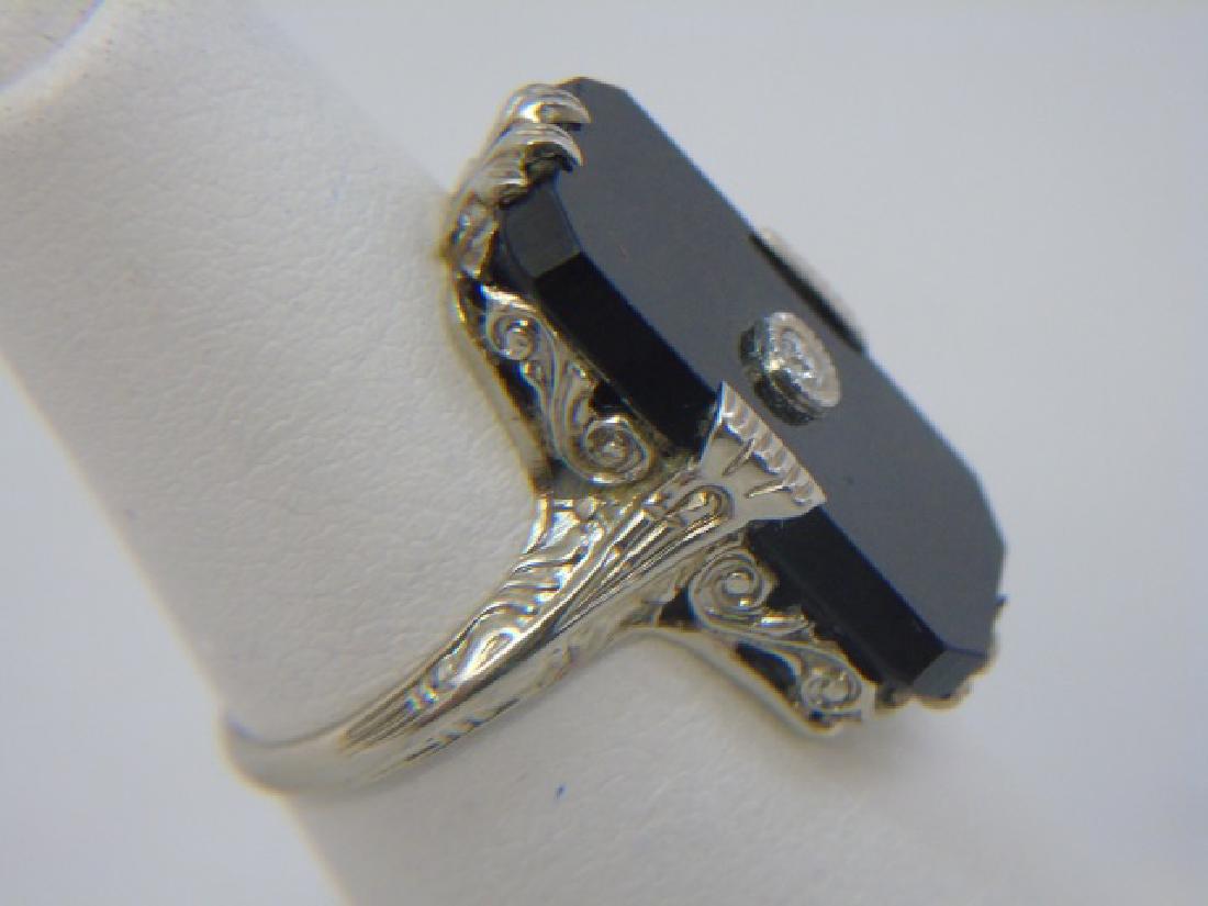 Estate Antique Onyx Diamond & White Gold Ring (1 of 3)