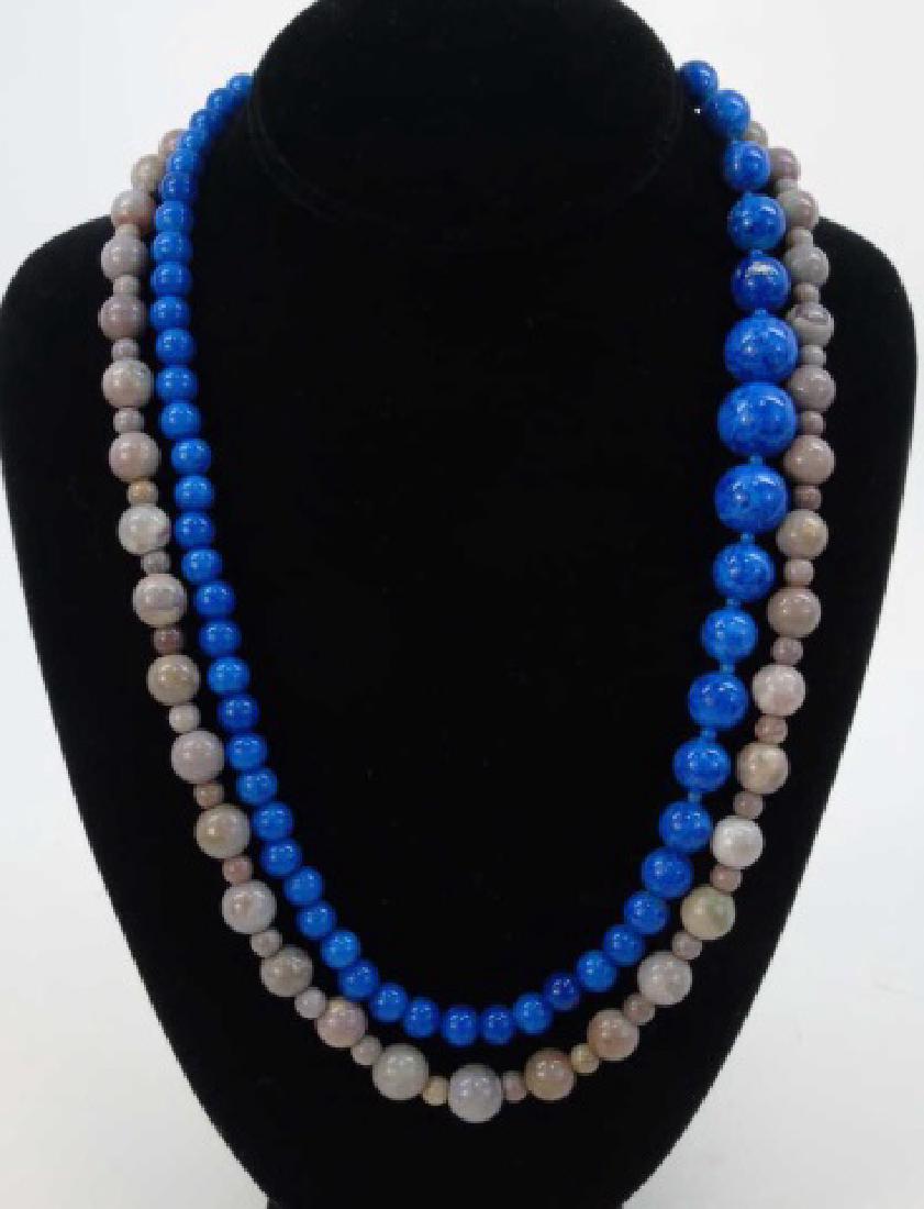 Estate Hardstone Necklace Strands - Agate & Lapis (1 of 7)