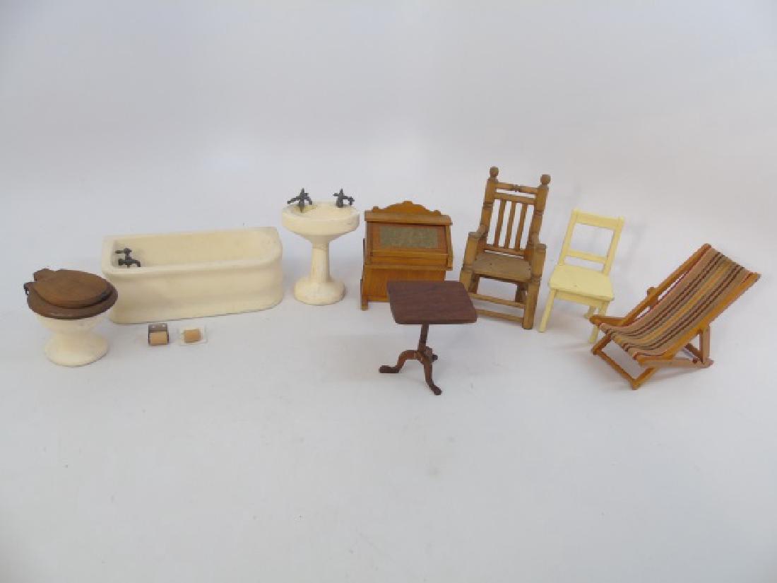 Antique Dollhouse Furniture & Bathroom Set (1 of 4)