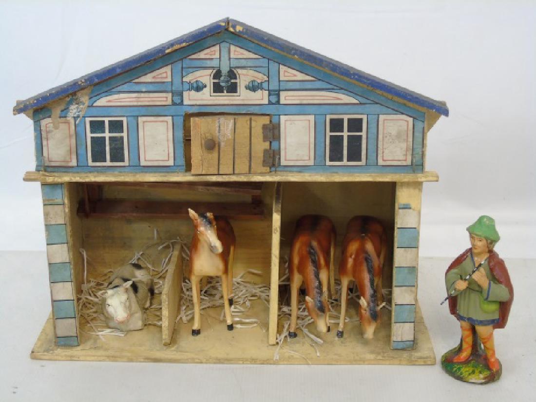 Antique German Gottschalk Doll Size Stable Toy (1 of 4)