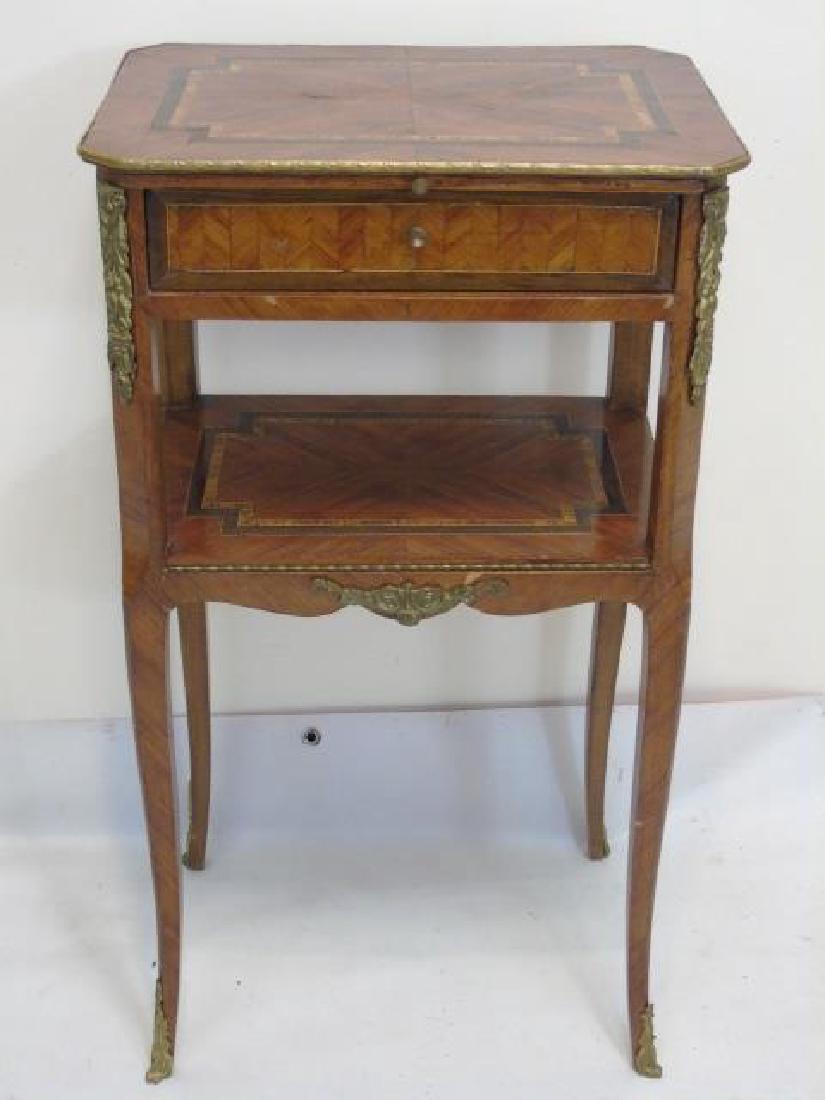 Antique Inlaid French Side Table w Writing Surface (1 of 10)