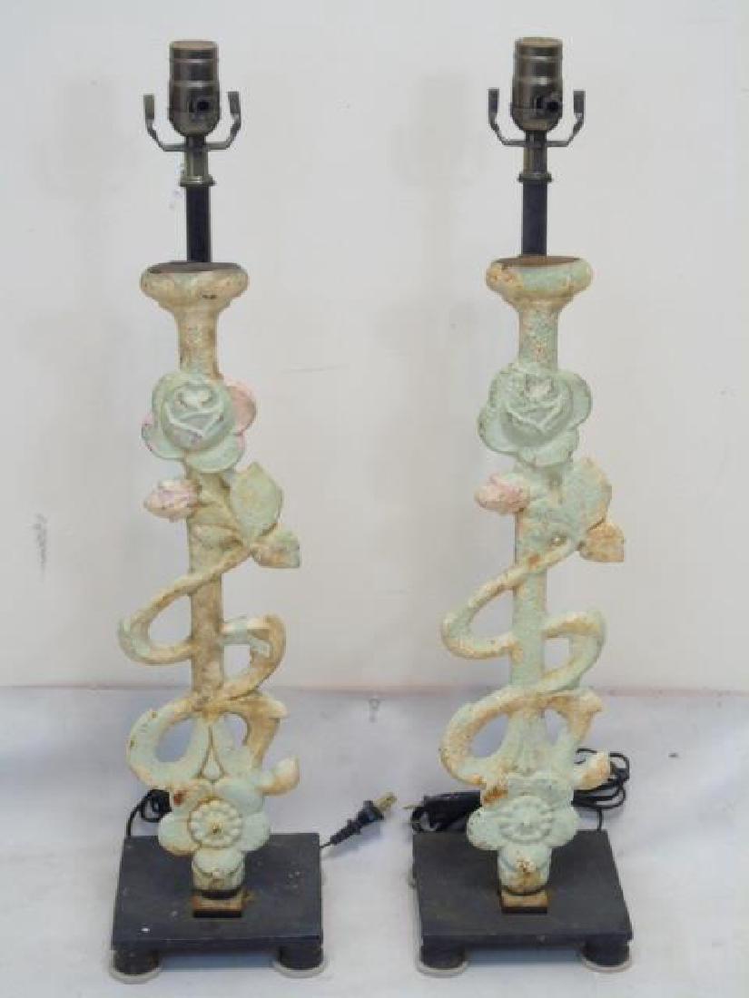 Pair Architectural Salvage Iron Mount Table Lamps (1 of 4)