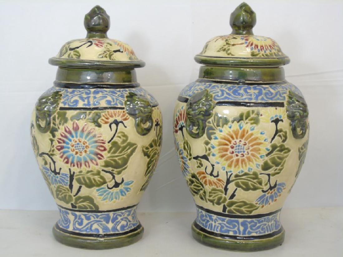 Pair Chinese Pottery Ginger Jar Vases (1 of 4)