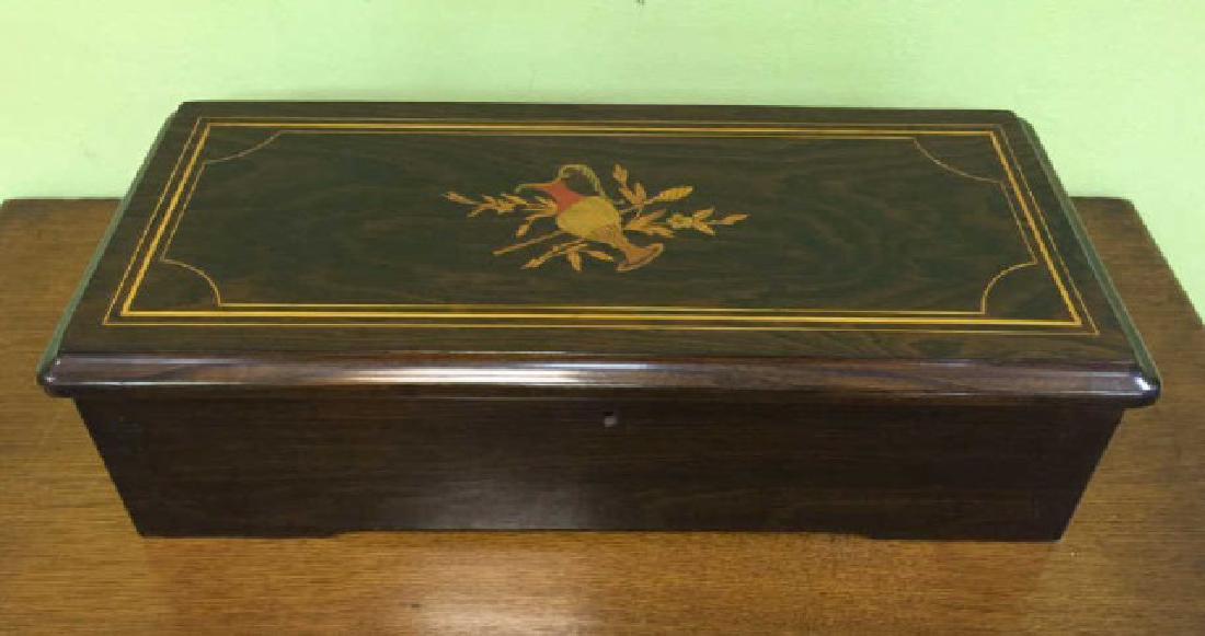 Antique Swiss Made Music Box w Inlaid Wood Case (1 of 5)