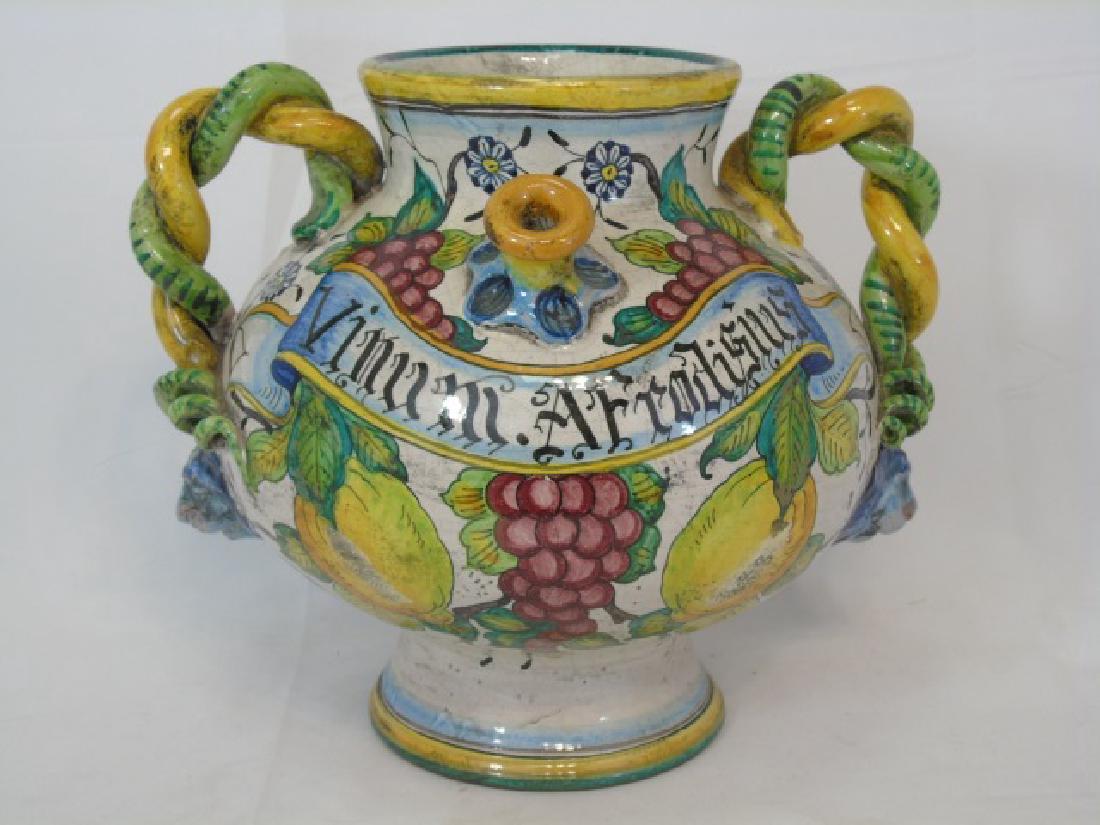 Large Italian Majolica Pottery Urn / Cache Pot (1 of 4)