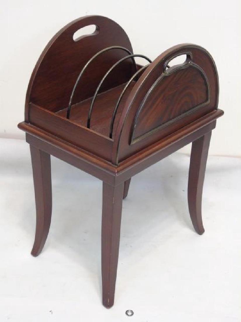 Vintage Mahogany Magazine Caddy w Brass Detail: Vintage Mahogany Magazine Caddy w Brass Detail. Measures 23 x 16 x 12 inches.