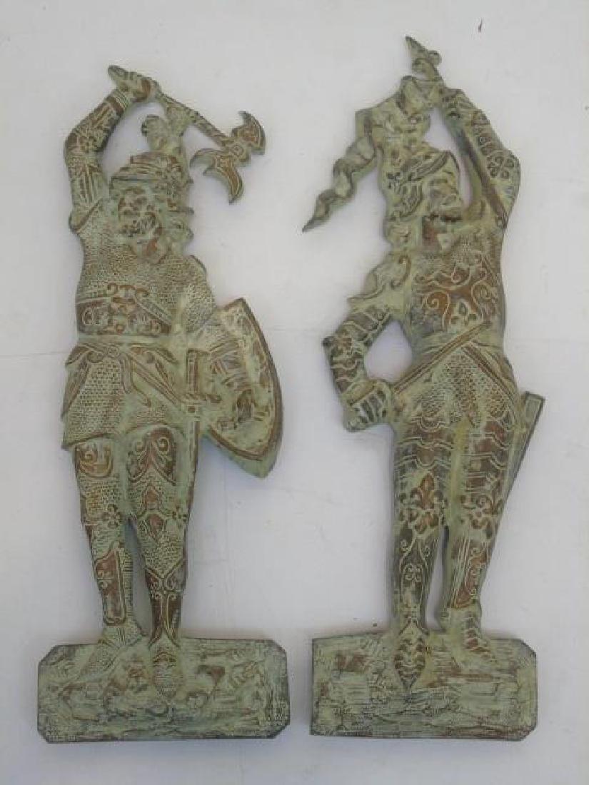 Pair Painted Metal Statues of Roman Gladiators (1 of 6)