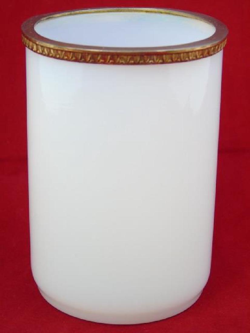 Antique French Opaline Glass & Ormolu Cup: Antique French Opaline Glass & Ormolu Cup.
