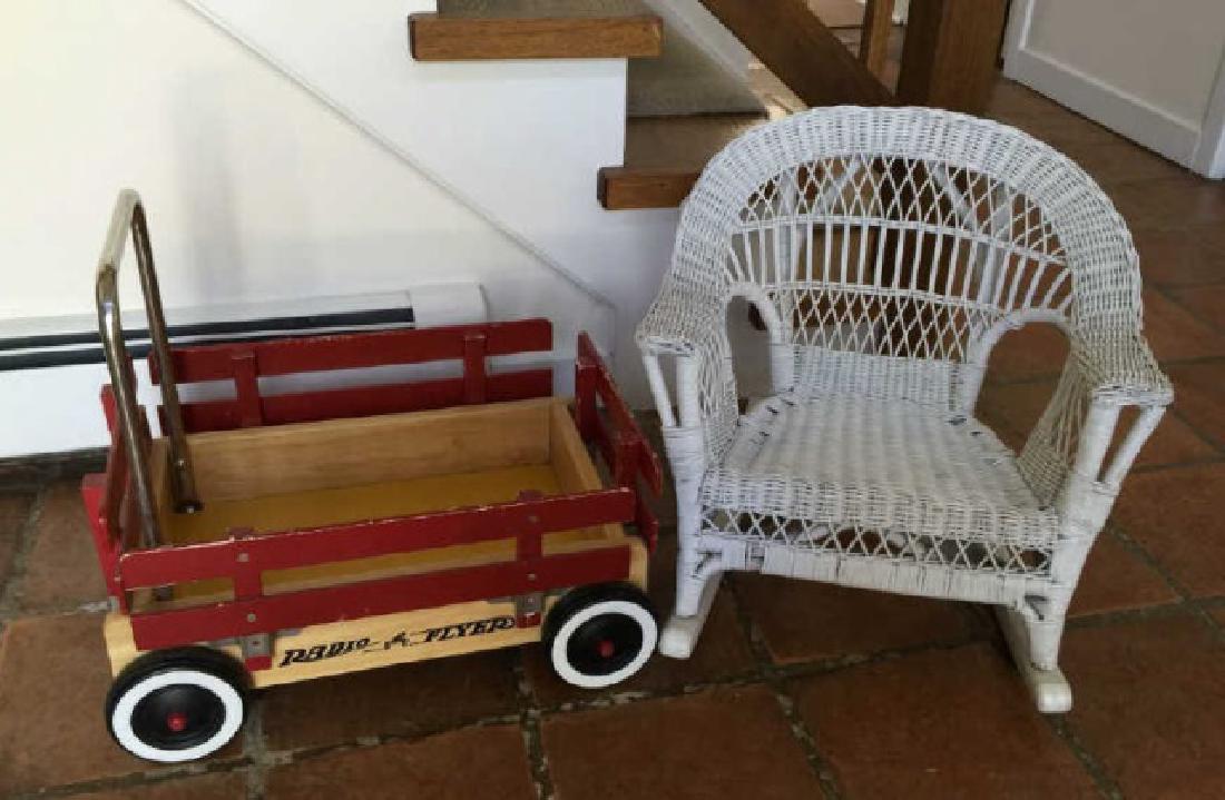 Vintage Child's Size Wicker Armchair & Wagon (1 of 3)