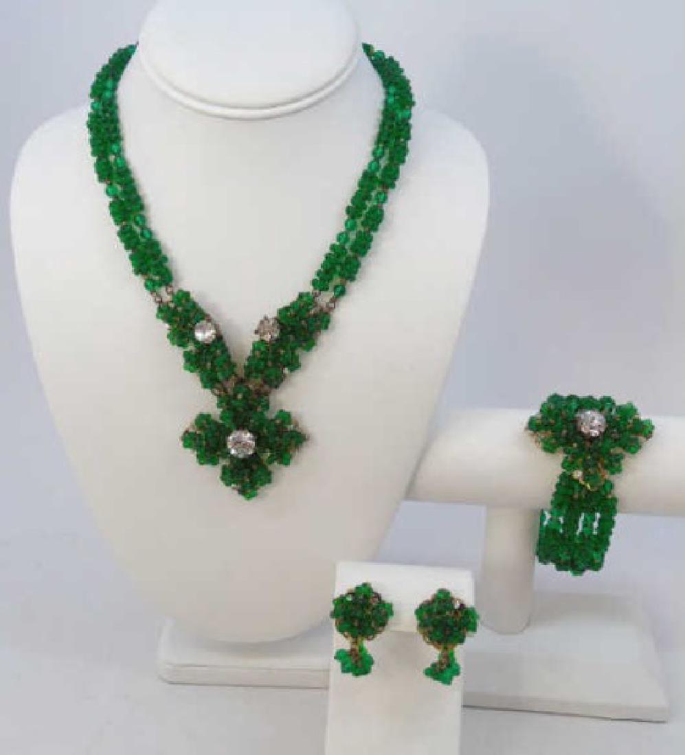 Miriam Haskell Style Emerald Jewelry Set (1 of 4)