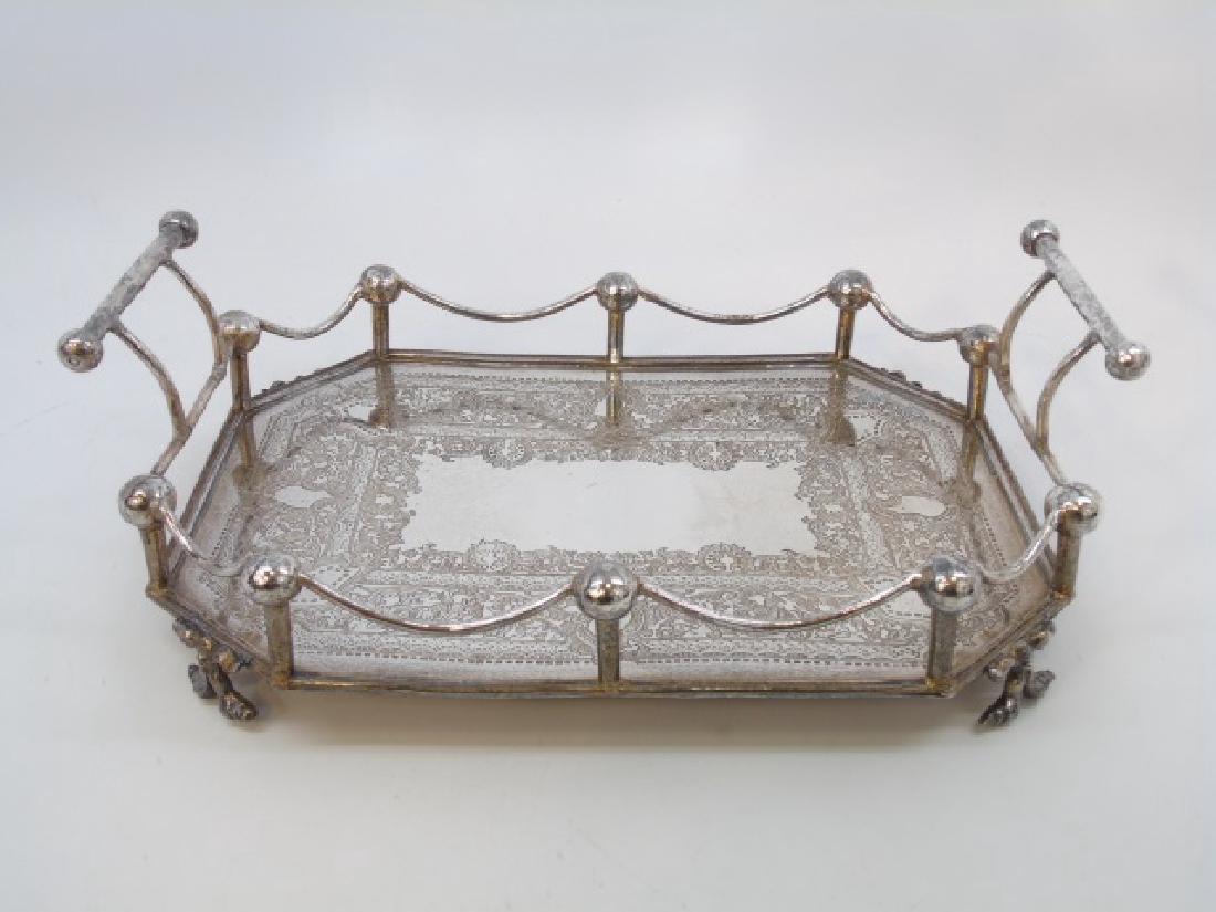 Elegant Silver Plate Galleried Service Tray Swags (1 of 3)