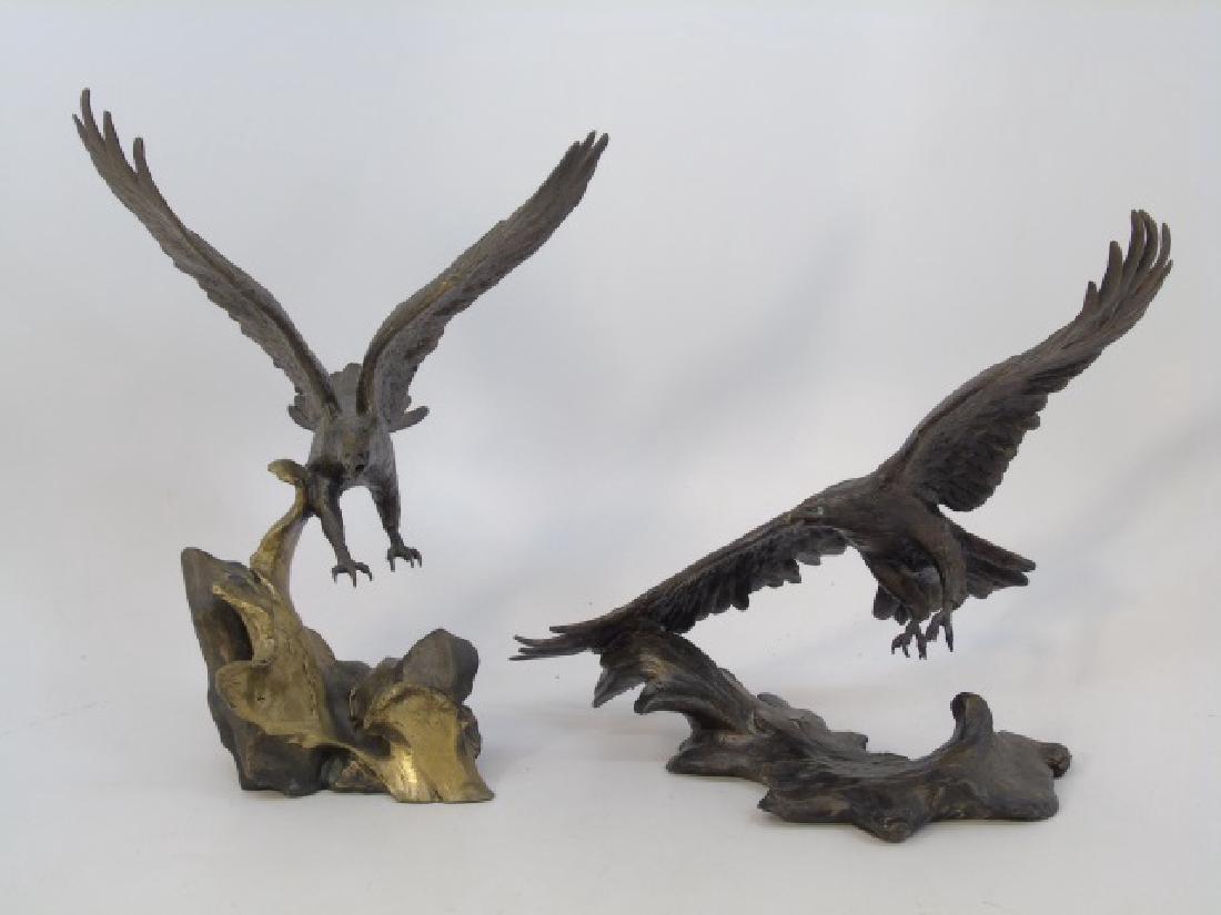 Pair of Solid Bronze 'Birds in Flight' Statues (1 of 9)