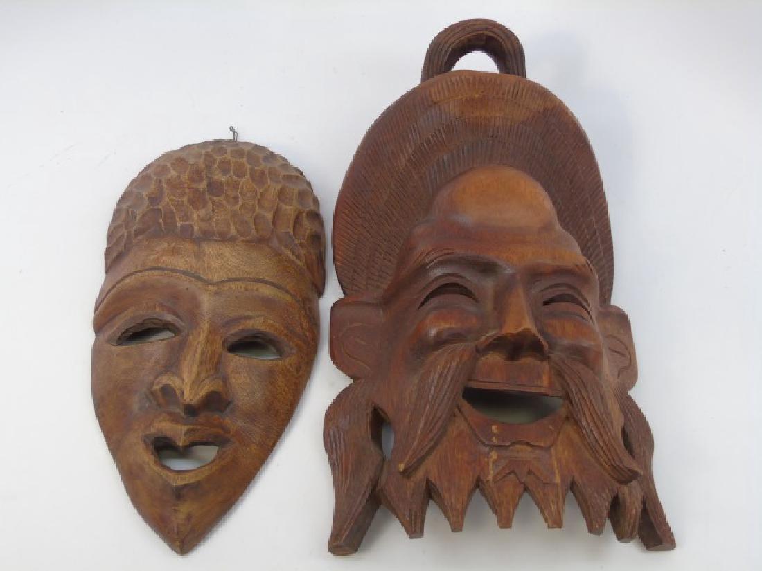 Two Hand Carved Decorative Wall Hanging Masks (1 of 5)