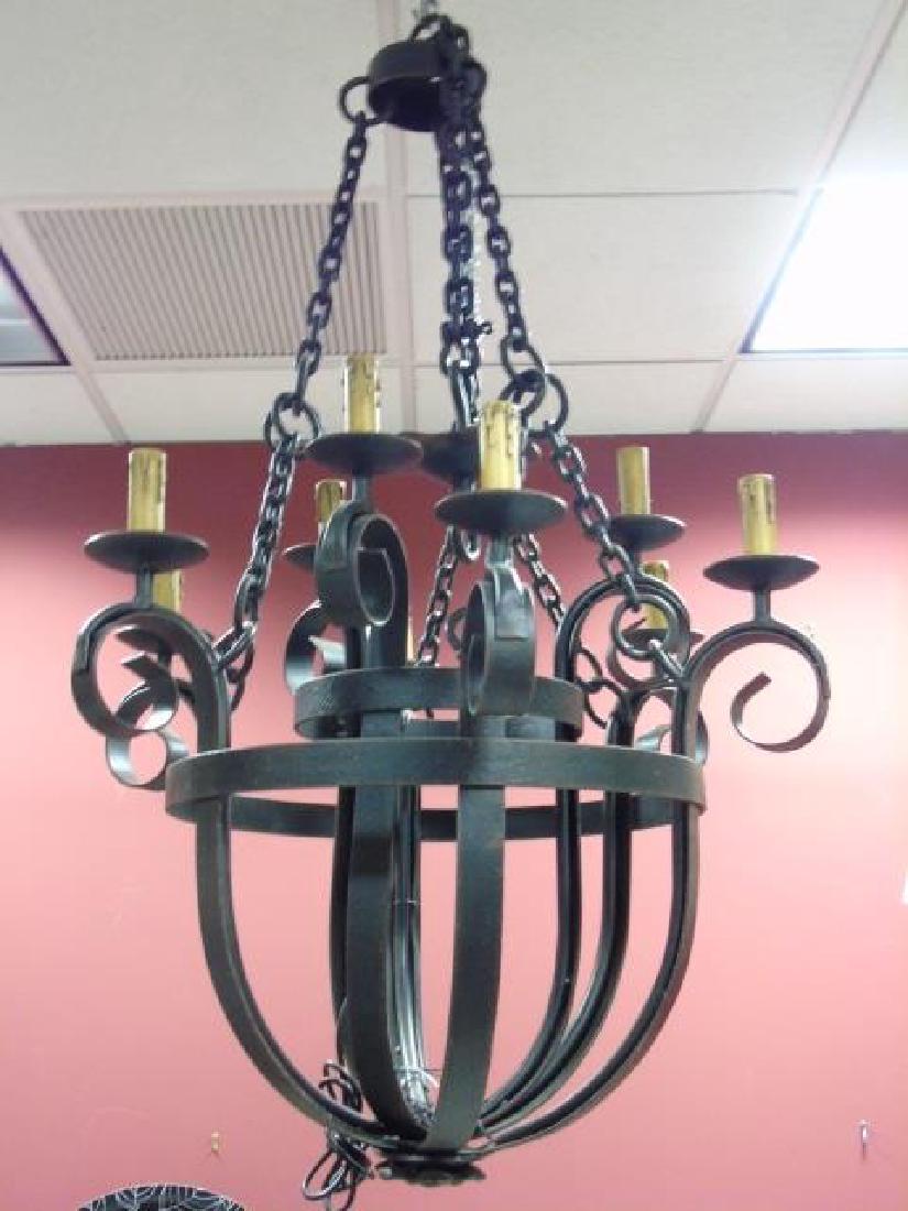 Large Black Iron Basket-Design Chandelier (1 of 3)