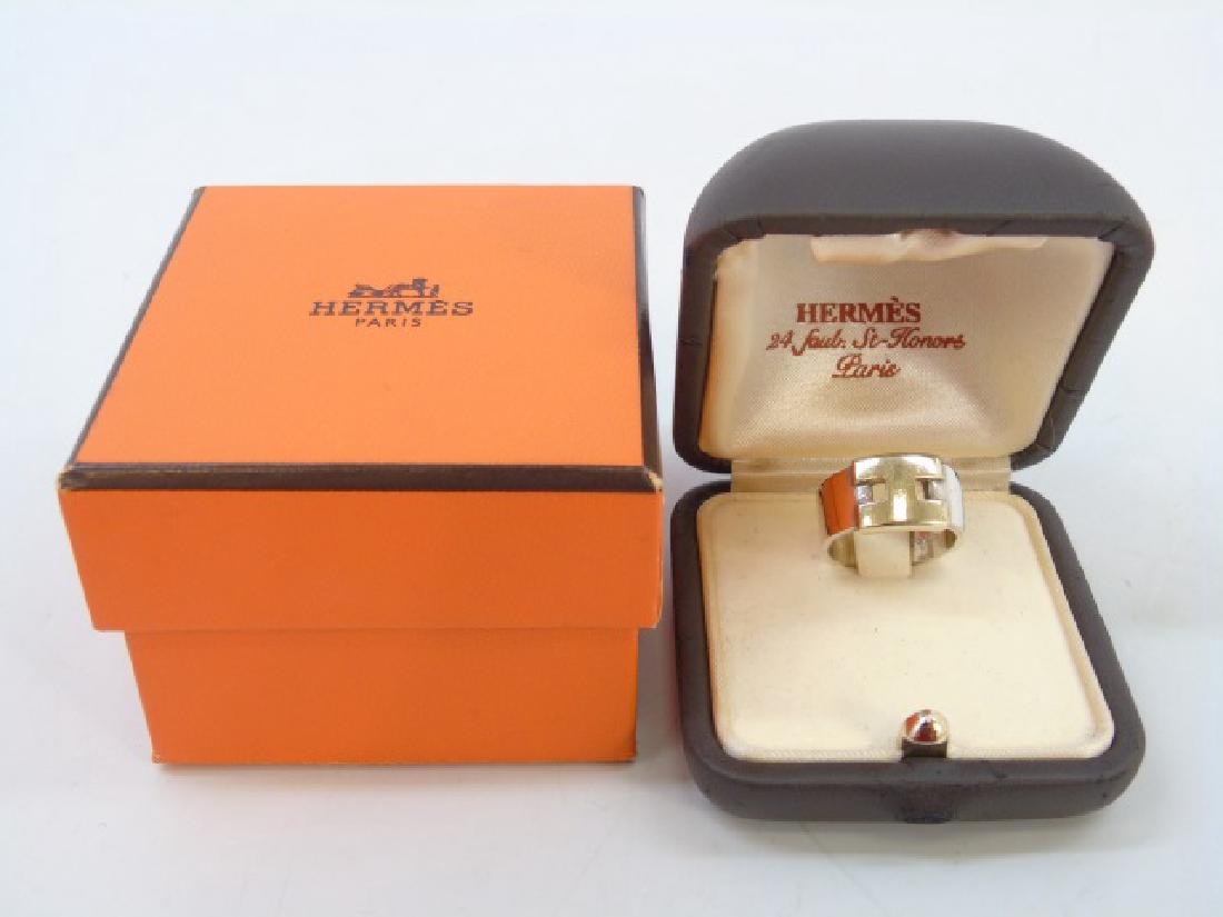 Vintage Hermes Sterling & 18kt Yellow Gold H Ring (1 of 7)