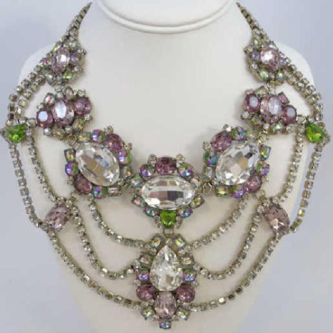 Large Vintage Rhinestone Crystal Necklace (1 of 5)