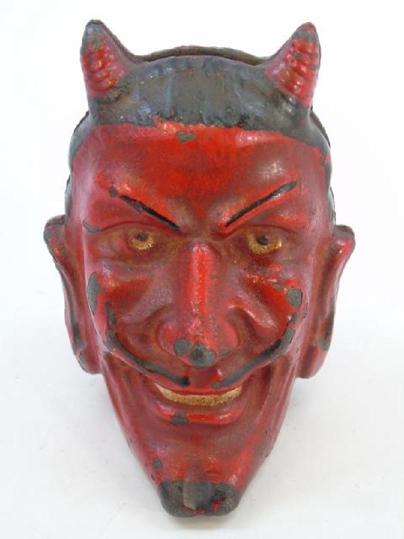 Cast Iron Original Paint Double Side Devil Bank