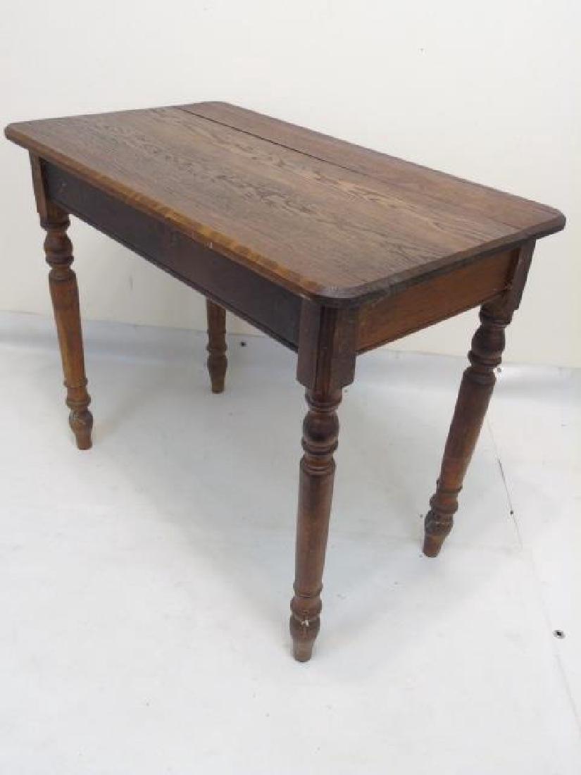 Antique Small Oak Desk w Turned Spindle Legs (1 of 3)