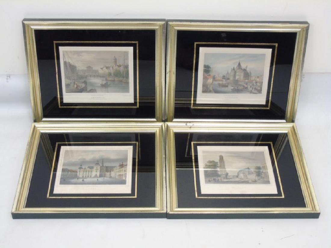 Collection of 4 Hand Tinted Netherlands Etchings (1 of 9)