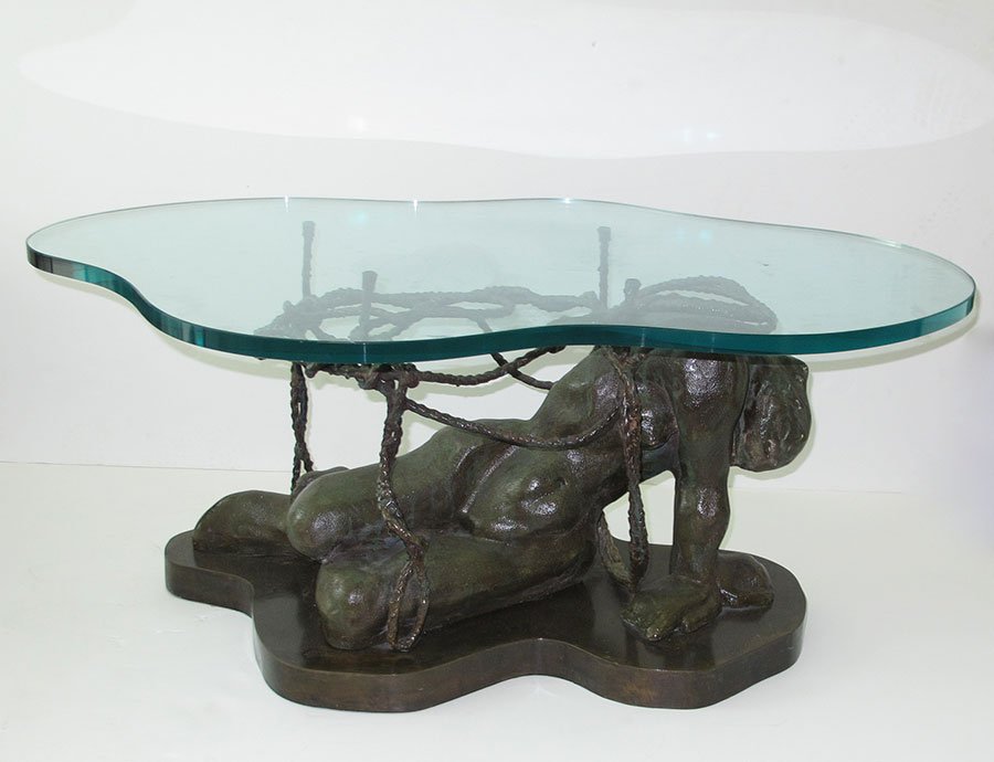 Philip & Kelvin Laverne RARE Solid Bronze Nude Table: Philip & Kelvin Laverne RARE Solid Bronze Nude Table ca. 1970 . A very RARE and sophisticated modern design. Height (Inches): 18.25 Width (Inches): 40