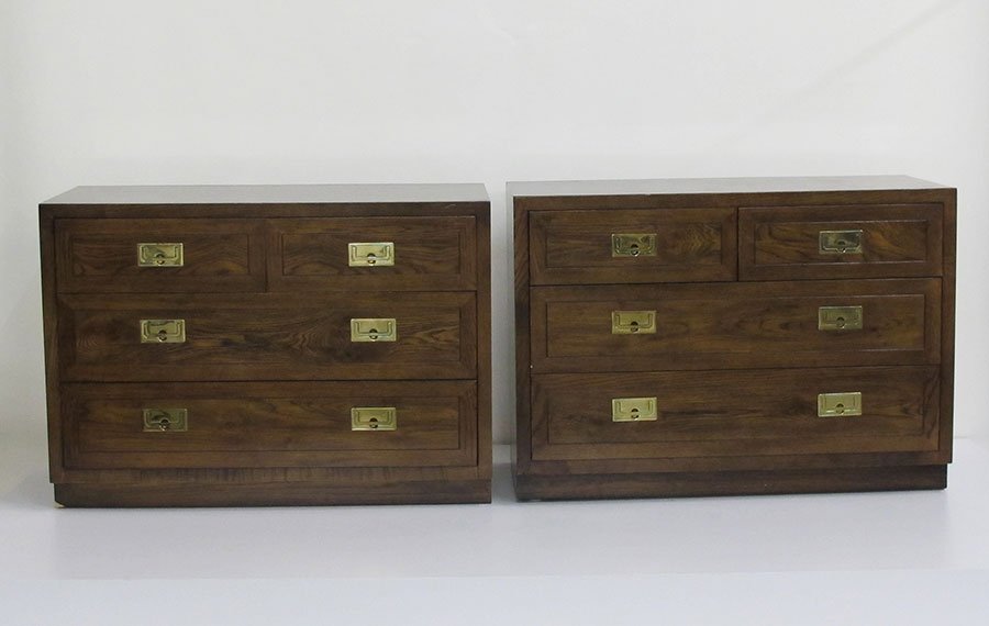 Pair Henredon Campaign Chests: Pair Henredon Campaign Chests Height (Inches): 28.5 Width (Inches): 40 Depth (Inches): 18